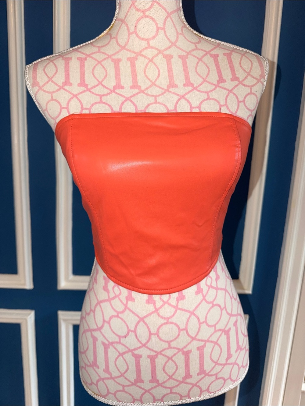 NWT PacSun Kendall & Kylie Orange Faux Leather Bandeau Top - Size S
